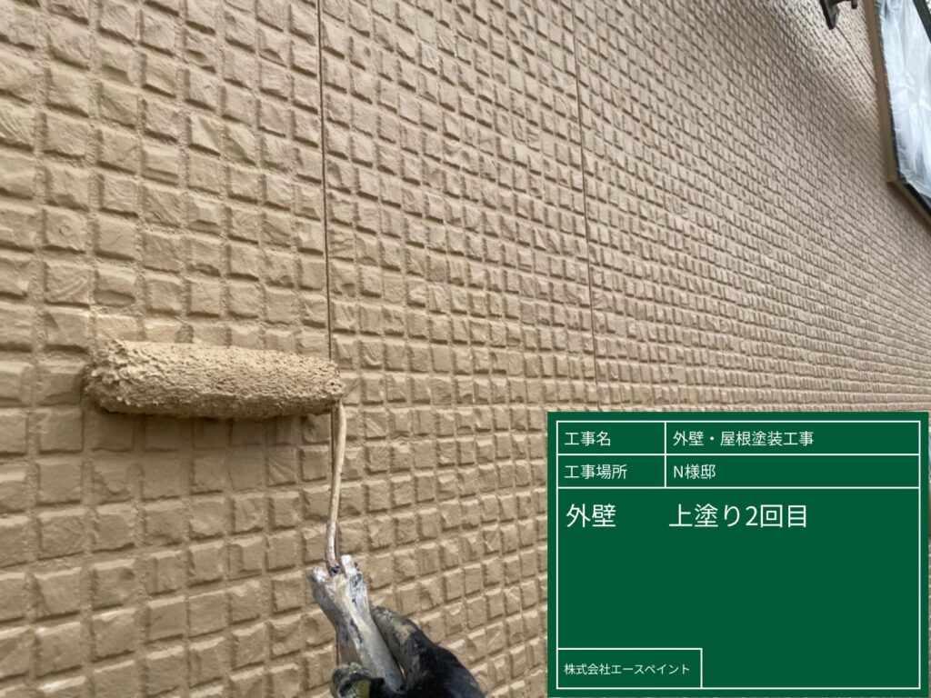 外壁塗装 屋根塗装 大阪府阪南市 N様邸 外壁上塗り