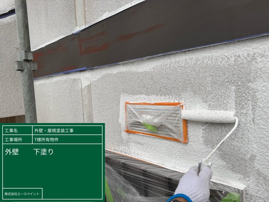 外壁塗装 屋根塗装 大阪府阪南市 T様所有物件 外壁下塗り