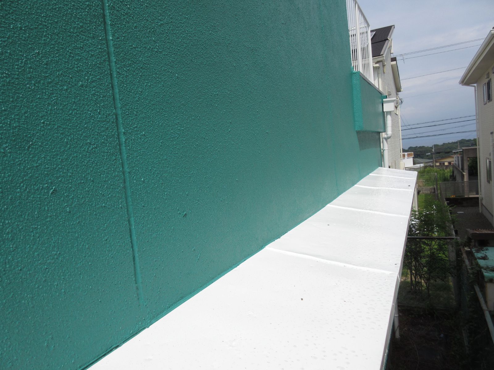 【大阪府】　M様邸<br>『エメラルドグリーンの外壁にホワイトの付帯部が可愛らしい素敵な仕上がりに…✧₊°』ウルトラTOP塗布16