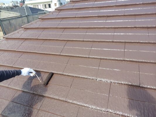 外壁塗装　屋根塗装　上塗り2回目