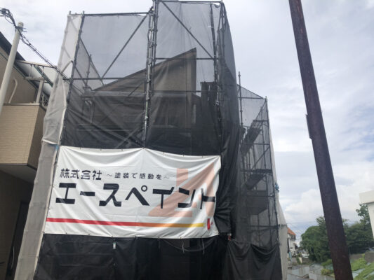 和歌山市地域密着の外壁塗装・屋根塗装専門店エースペイント　■【堺市】　D様邸　外壁塗装・屋根塗装・ベランダ塗装・付帯部塗装・コーキング工事　足場組立
